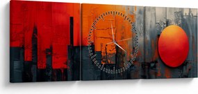 Kép - Absztrakt festmény a városról (órával) (90x30 cm)