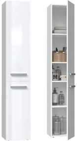 Thirassia Nel II fürdőszoba szekrény, 31x174x30 cm, fényes fehér