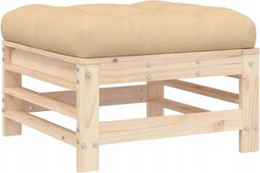 Kerti Lábtartó párnával, tömör fenyőfa