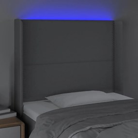 világosszürke szövet LED-es fejtámla 83x16x118/128 cm