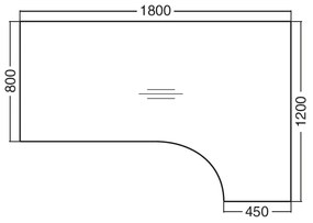 ProOffice B ergonomikus asztal 180 x 120 cm, jobb, bükkfa