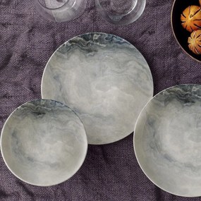 24 db-os étkészlet, márvány mintás, fehér-szürke - LUNAIRE