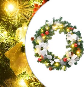 vidaXL zöld PVC karácsonyi koszorú LED-ekkel 60 cm