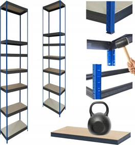 Tárolószekrény fém állvány Helios 270x30x30cm 7Px175kg Tömör Kék