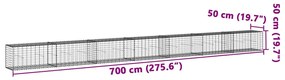 horganyzott vas gabion kosár fedéllel 700 x 50 x 50 cm