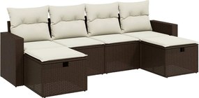 vidaXL 6 részes barna polyrattan kerti ülőgarnitúra párnával