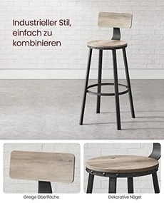 Bárszékek, konyhai székek 2 db-os szett, szürkés bézs és fekete