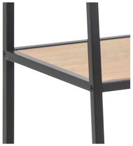 Fekete-natúr színű polcos állvány tölgyfa dekorral 77x175 cm Seaford – Actona