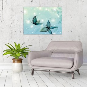 Kép - kék pillangók (üvegen) (70x50 cm)