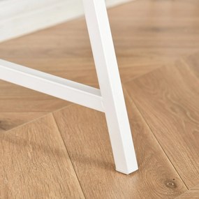 HOMCOM Titkári Asztal Számítógép Asztal Neo-Retro Stílus Fiók Niche Polc Fehér Fém Világos Tölgyerezet | Aosom