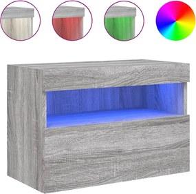 vidaXL szürke sonoma színű fali TV-szekrény LED-ekkel 60x30x40 cm