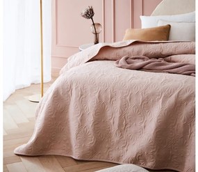Gyönyörű púderrózsaszín dekoratív ágytakaró 240 x 260 cm