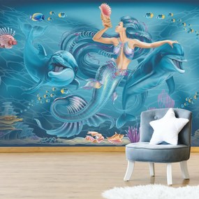Fotótapéta - Sellő delfinekkel (147x102 cm)