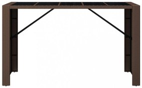 barna polyrattan kerti asztal üveglappal 185 x 80 x 110 cm
