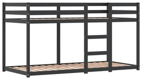 kék tömör fenyőfa emeletes ágy függönyökkel 90 x 200 cm