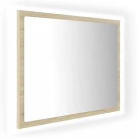 sonoma tölgy akril LED-es fürdőszobai tükör 60x8,5x37 cm