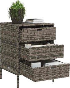 vidaXL szürke polyrattan kerti tárolószekrény 55 x 59 x 80 cm