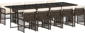 vidaXL 11 részes barna polyrattan kerti ülőgarnitúra párnákkal