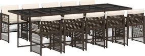 vidaXL 11 részes barna polyrattan kerti ülőgarnitúra párnákkal
