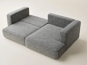 Szürke zsenília kinyitható-tárolóhelyes sarokkanapé (jobb oldali-heverő résszel) Velto – Maison de Rêve