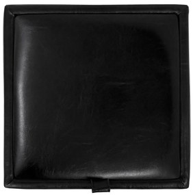 Kocka puff tárolóval, műbőr Fekete N