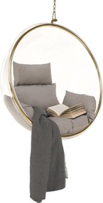 Függő fotel, átlátszó/arany/szürke, BUBBLE NEW TYP 1