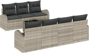 vidaXL Kerti Kanapé Szett Világosszürke 55 x 55 x 37 cm polirattan