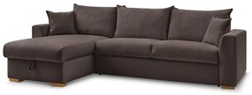 Barna kordbársony kinyitható sarokkanapé (variálható) Augustin – Bobochic Paris