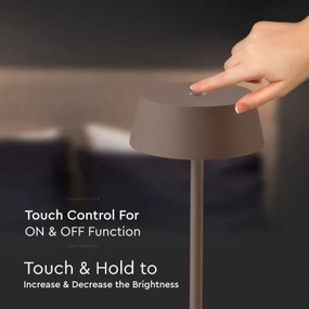 LED Kültéri dimmelhető érintős újratölthető asztali lámpa LED/2W/5V IP54 barna