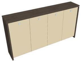 Verno közepes gardrób 248 x 46 x 130 cm, üvegajtó, antracit tölgy / vanília