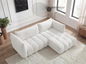 Fehér buklé sarokkanapé (jobb oldali-heverő résszel) Azra – Bobochic Paris