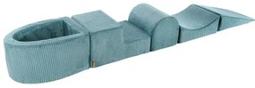 Türkiz kordbársony habszivacs játszótér 5 db-os magasság 30 cm 250x45 cm Montessori – Meowbaby