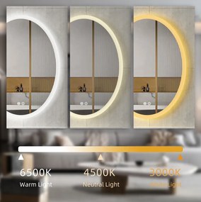 Erga Paola, ovális LED tükör 60x80cm, 2070 lm, 3 fényszín, első és hátsó világítás, ERG-V01-302-6080-00