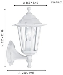 EGLO 22463 - LATERNA 5 kültéri fali lámpa 1xE27/60W fehér