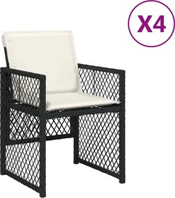 vidaXL 4 db fekete polyrattan kerti szék párnával