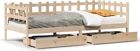 vidaXL tömör fenyőfa kanapéágy fiókokkal 90 x 190 cm