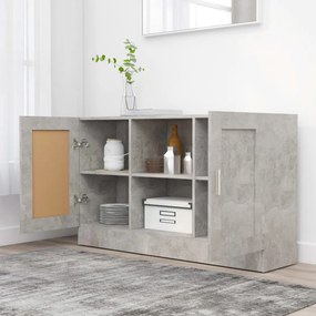 betonszürke szerelt fa tálalószekrény 120 x 30,5 x 70 cm