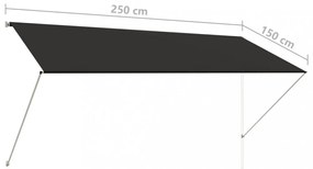 feltekerhető antracitszürke napellenző 250 x 150 cm