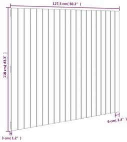 fehér tömör fenyőfa fali fejtámla 127,5x3x110 cm