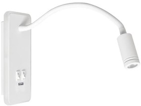 LED flexibilis fali lámpa USB-vel BASE 1xLED/8W+1xLED/2W/230V fehér