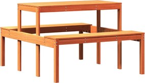 vidaXL viaszbarna tömör fenyőfa piknik asztal 110 x 134 x 75 cm