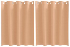 Függönyök függönyökkel 2 pcs Világosbarna Poliészter
