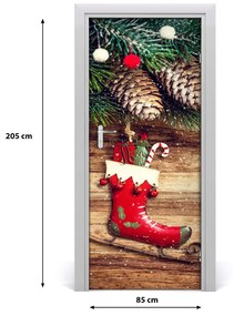 Poszter tapéta ajtóra karácsonyi díszek 75x205 cm