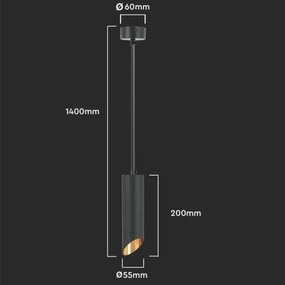 Csillár rúdon 1xGU10/35W/230V 20 cm fekete
