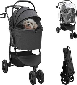 vidaXL Összecsukható háziállat babakocsi Fekete 78 x 54 x 101 cm