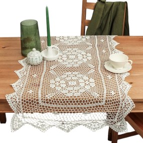 Asztalterítő Horgolt Pamut csipkés Fehér 50x100 boho horgolt