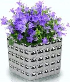 Kerámia takaróponyva szögletes ezüst virágdísz 15 cm