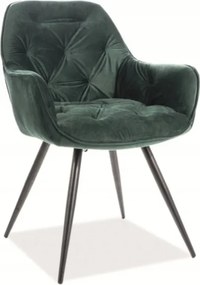 Kárpitozott szék Cherry Velvet zöld/fekete Sig