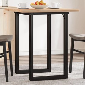 Tömör fenyőfa és acél étkezőasztal O-vázzal 70x70x75,5 cm