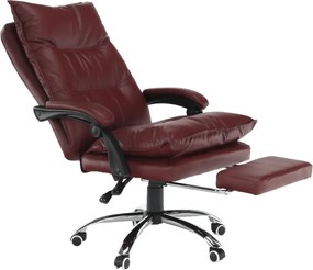 Irodai szék lábtartóval, textilbőr bordó, DRAKE